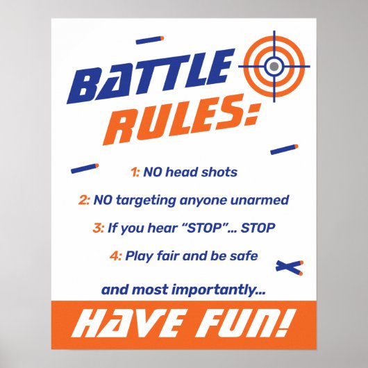 Poster Règles de combat pour la fête d'anniversaire de la (Devant)
