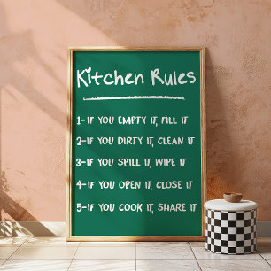 Poster Règles de cuisine Trendy Funny Chalkboard Wall Art