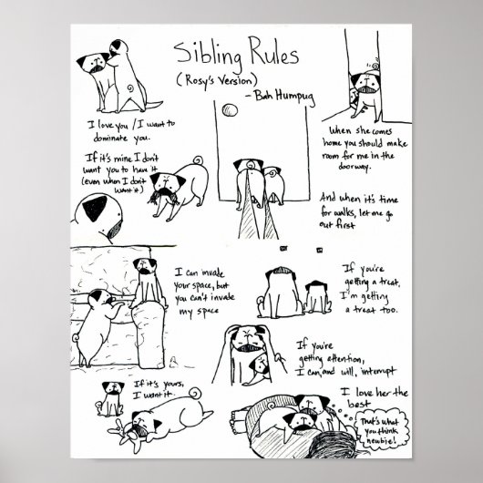 Poster Règles de fratrie (Version Pug plus jeune) (Devant)