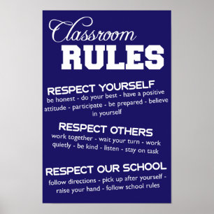 Poster Règles de la classe bleue et blanche