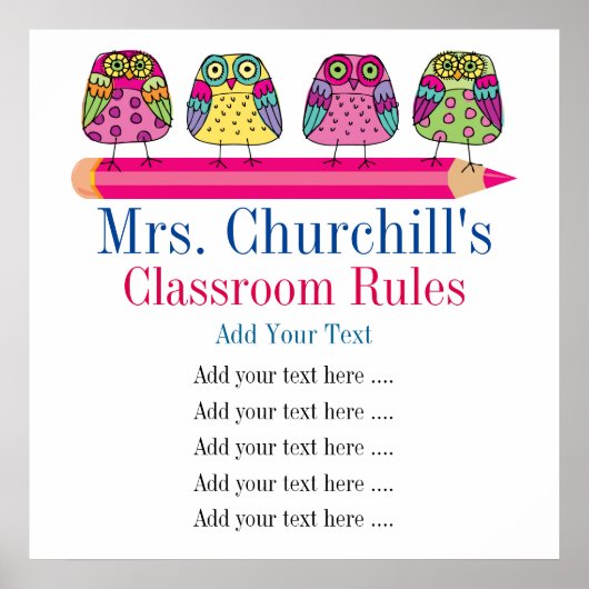 Poster Règles de la classe de l'enseignant (Devant)