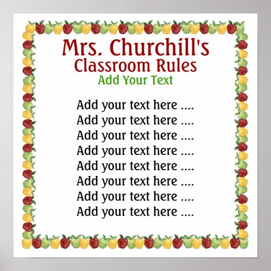 Poster Règles de la classe de l'enseignant par SRF (Devant)