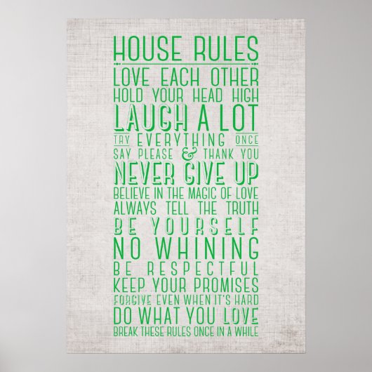 Poster Règles de la maison (Devant)