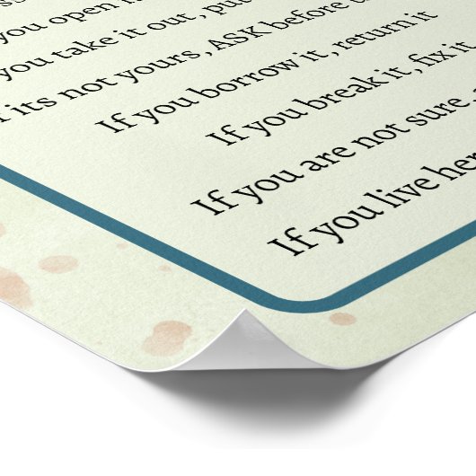 Poster Règles de la maison (Coin)