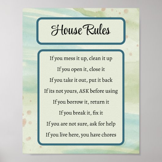 Poster Règles de la maison (Devant)