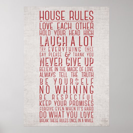 Poster Règles de la maison (Devant)