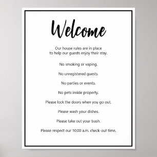 Poster Règles de la Maison de vacances Modèle de texte no