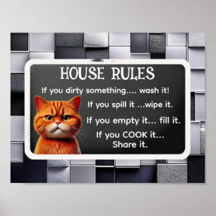 Poster RÈGLES DE LA MAISON, par l'influenceur du chat