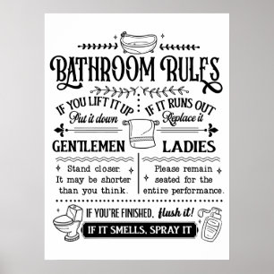 Poster Règles de la salle de bain sympas