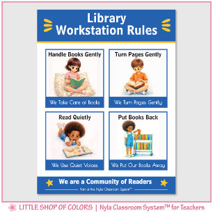Poster Règles de la station de travail de la bibliothèque