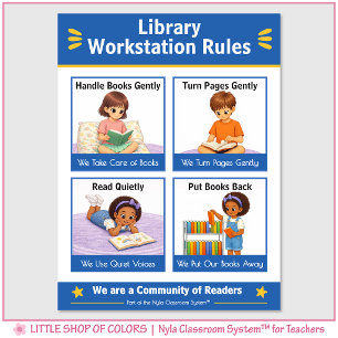 Poster Règles de la station de travail de la bibliothèque
