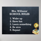 Poster Règles de l'école Chalkboard Classroom (Devant)