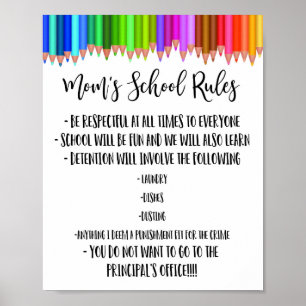 Poster Règles de l'école de maman, Règles de l'école de l
