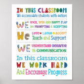 Poster Règles de l'école d'enseignant en autisme (Devant)