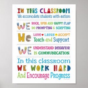 Poster Règles de l'école d'enseignant en autisme