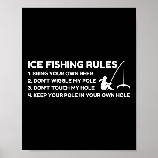 Poster Règles de pêche sur glace drôles (Devant)