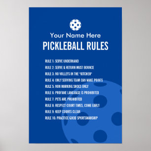 Poster Règles de Pickleball et signe d'affiche d'étiquett
