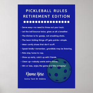 Poster Règles de Pickleball Personnalisées ÉDITION RETRAI