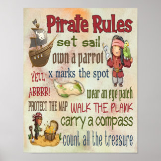 Poster Règles de piratage Citations motivationnelles - Po