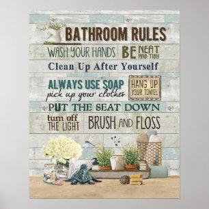 Poster Règles de salle de bain Turtle