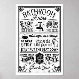 Poster Règles de salle de bain Vintage moderne