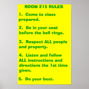 Poster Règles de salle de classe