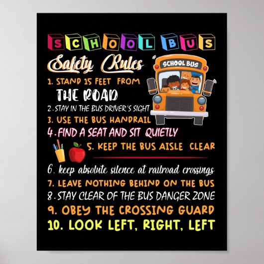 Poster règles de sécurité des autobus scolaires (Devant)