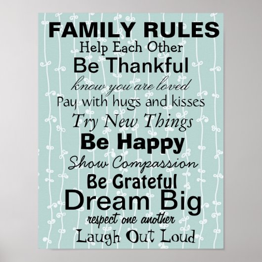 Poster RÈGLES FAMILIALES, Inspiration pour une famille he (Devant)