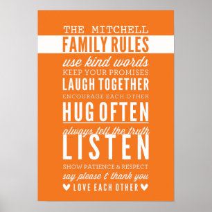 Poster RÈGLES FAMILIALES PERSONNALISÉES typographie moder