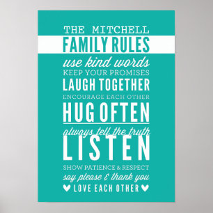Poster RÈGLES FAMILIALES PERSONNALISÉES typographie moder