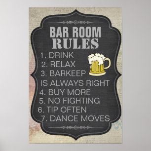 Poster Règles personnalisées de salle de bar