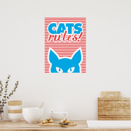 Poster Règles pour les chats ! (Cuisine)