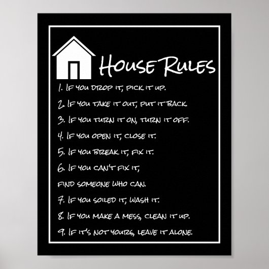 Poster Règles simples de la Maison Blanche et Noire (Devant)