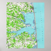 Poster Rehoboth Beach & Bethany Beach Delaware Map (1938) (Devant)