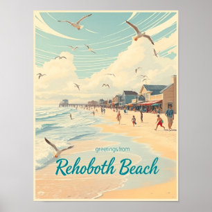 Poster Rehoboth Beach, Delaware – Vintage côtier
