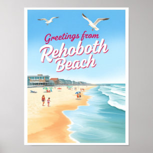 Poster Rehoboth Beach, Delaware Vintage Côtière