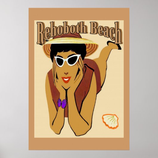 Poster Rehoboth, Lady on Beach (Devant)