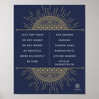 Poster Reiki Précepts. anglais et japonais