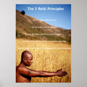 Poster Reiki Principles with Man
