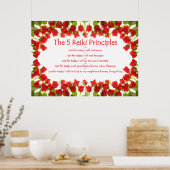 Poster Reiki Principles with Roses (Cuisine)