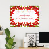 Poster Reiki Principles with Roses (Bureau à domicile)