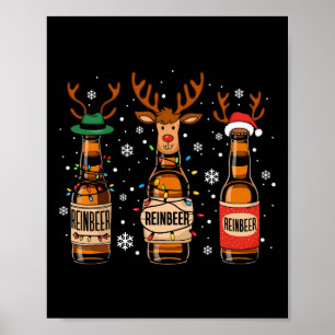 Poster Reinbeers Funny Reindeer Bière Noël Boire X