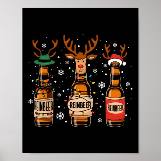 Poster Reinbeers Funny Reindeer Bière Noël Boire X (Devant)