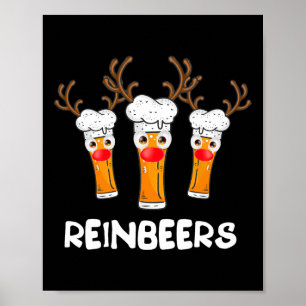 Poster Reinbeers Funny Reindeer Bière Noël Boire X
