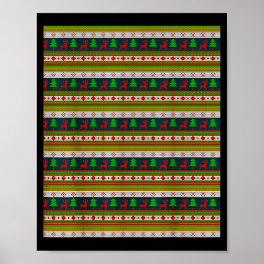 Poster Reindeer And Christmas Tree Knit Pattern  (Devant)