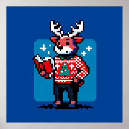 Poster Réindeer - Cosy Pixel Art Design de Noël (Devant)