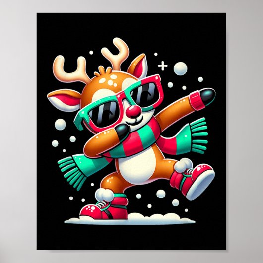 Poster Reindeer de Noël Boys Dabbing Reindeer Père Noël X (Devant)