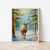 Poster Reindeer in a Winter Forest Modern Art