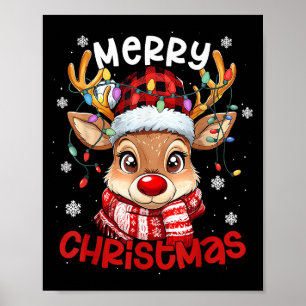 Poster Reindeer Joyeux Noël Lumière Noël Hommes de famill