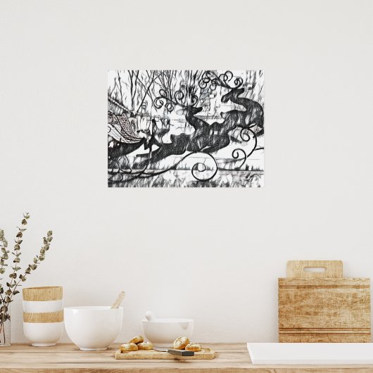 Poster Reindeer Sketch Value (Cuisine)